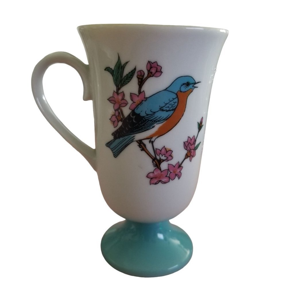 SOLD  Roberts Song Bird Irish Coffee Mugs Pedestal Tea Cups Set of 5 - Picture 3 of 16